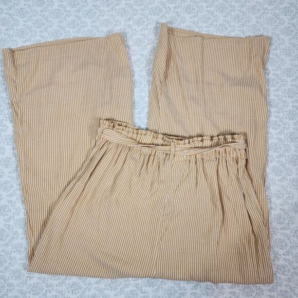 Sadie & Sage Yellow White Striped Palazzo Pants Size Medium - Picture 3 of 4
